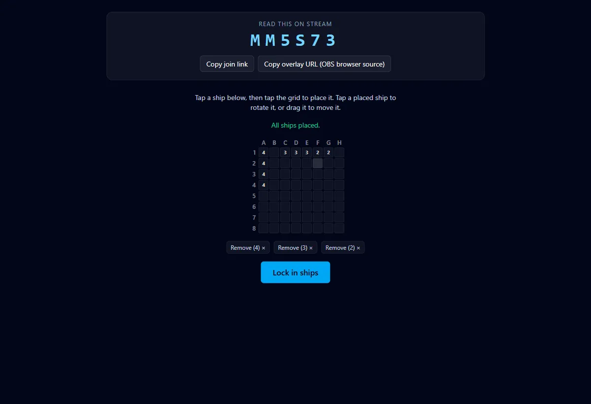 Ship placement grid