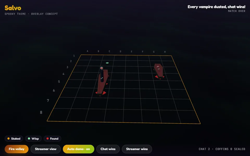 Spooky theme: opened coffins and a vampire dissolving to dust